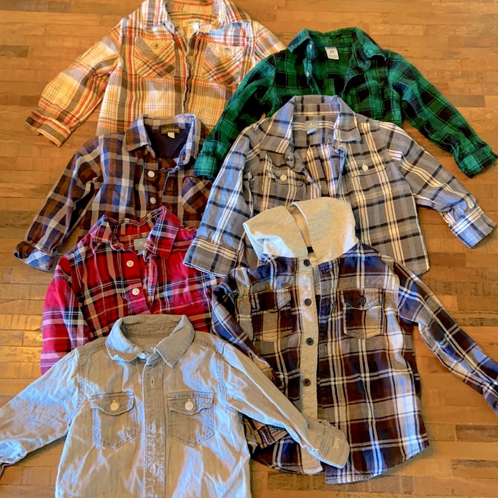 7 Long Sleeve Button Up Shirts Plaid